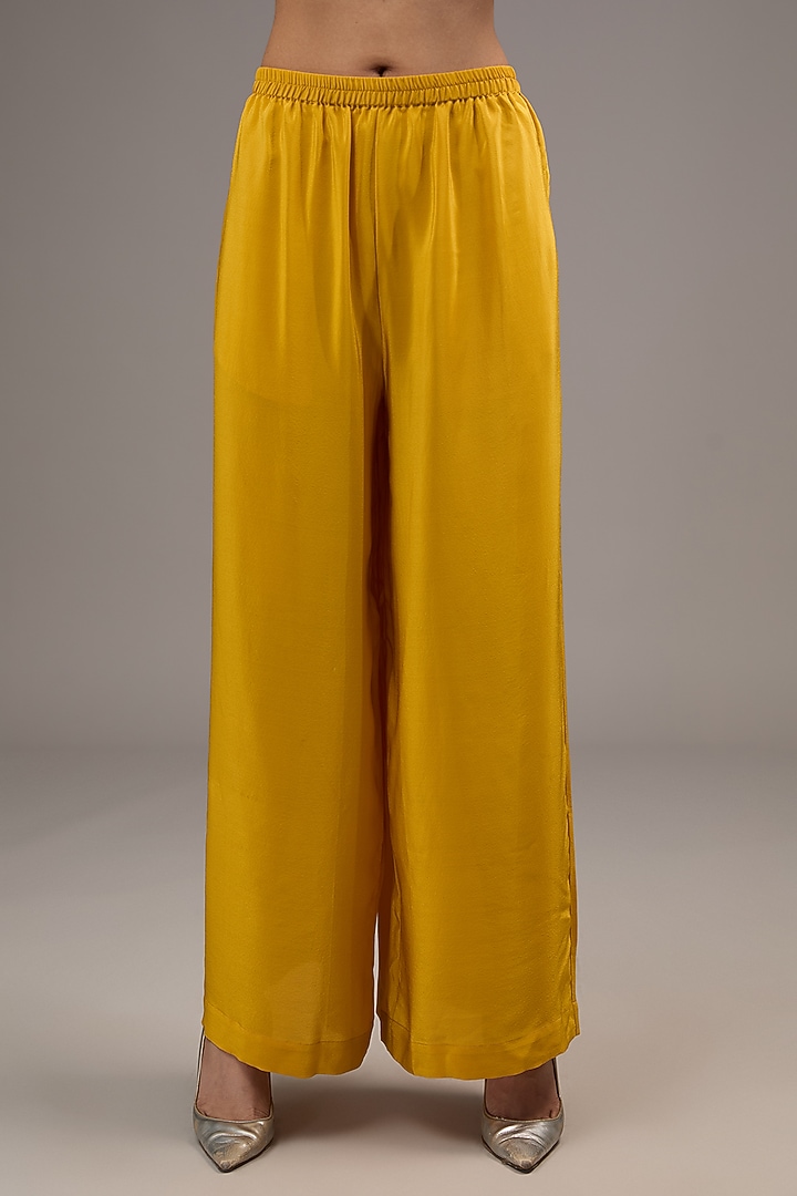 Gold Silk Satin & Georgette Tie-Dye Co-Ord Set by Stephany at Pernia's Pop Up Shop
