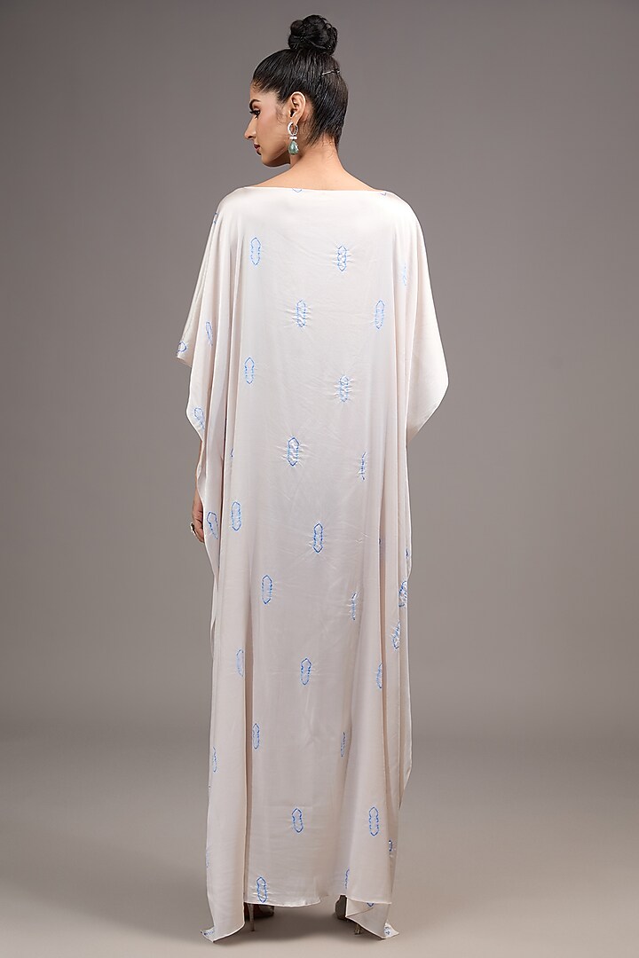 White Silk Lycra Satin Tie-Dye Vacation Dress by Stephany at Pernia's Pop Up Shop