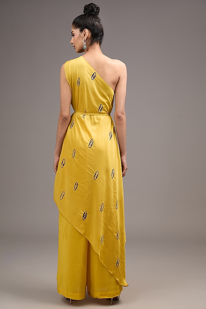 Yellow Silk Satin Tie-Dye Co-Ord Set by Stephany at Pernia's Pop Up Shop