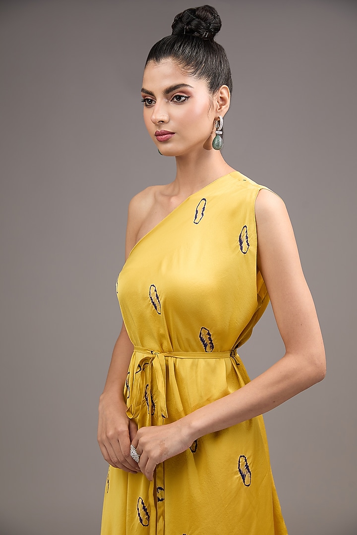 Yellow Silk Satin Tie-Dye Co-Ord Set by Stephany at Pernia's Pop Up Shop