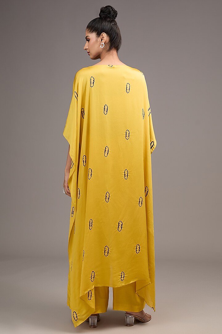 Yellow Silk Satin Tie-Dye Tunic Set by Stephany at Pernia's Pop Up Shop