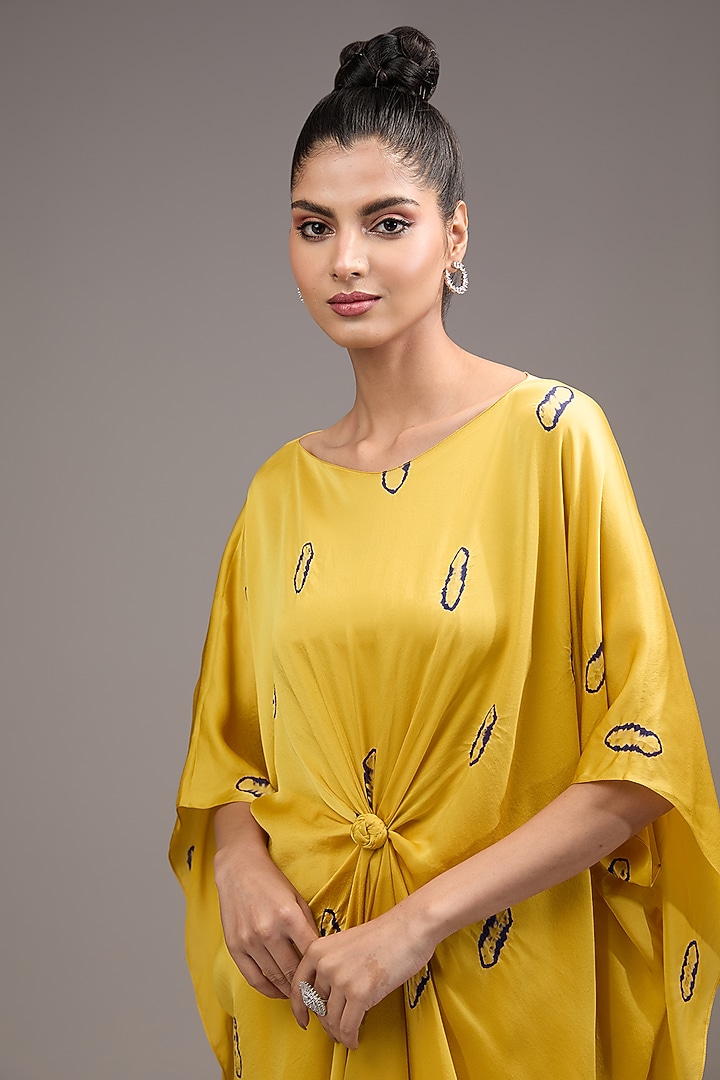 Yellow Silk Satin Tie-Dye Tunic Set by Stephany at Pernia's Pop Up Shop
