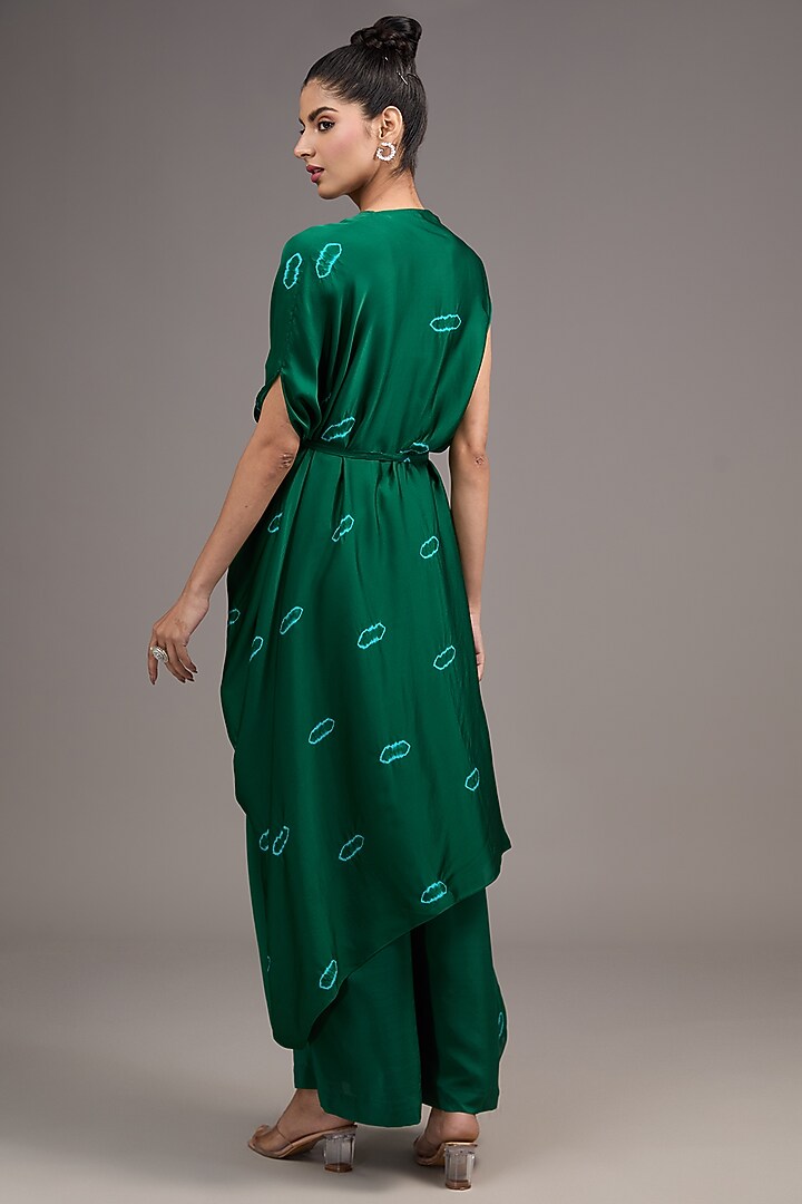 Green Silk Satin Tie-Dye Co-Ord Set by Stephany at Pernia's Pop Up Shop