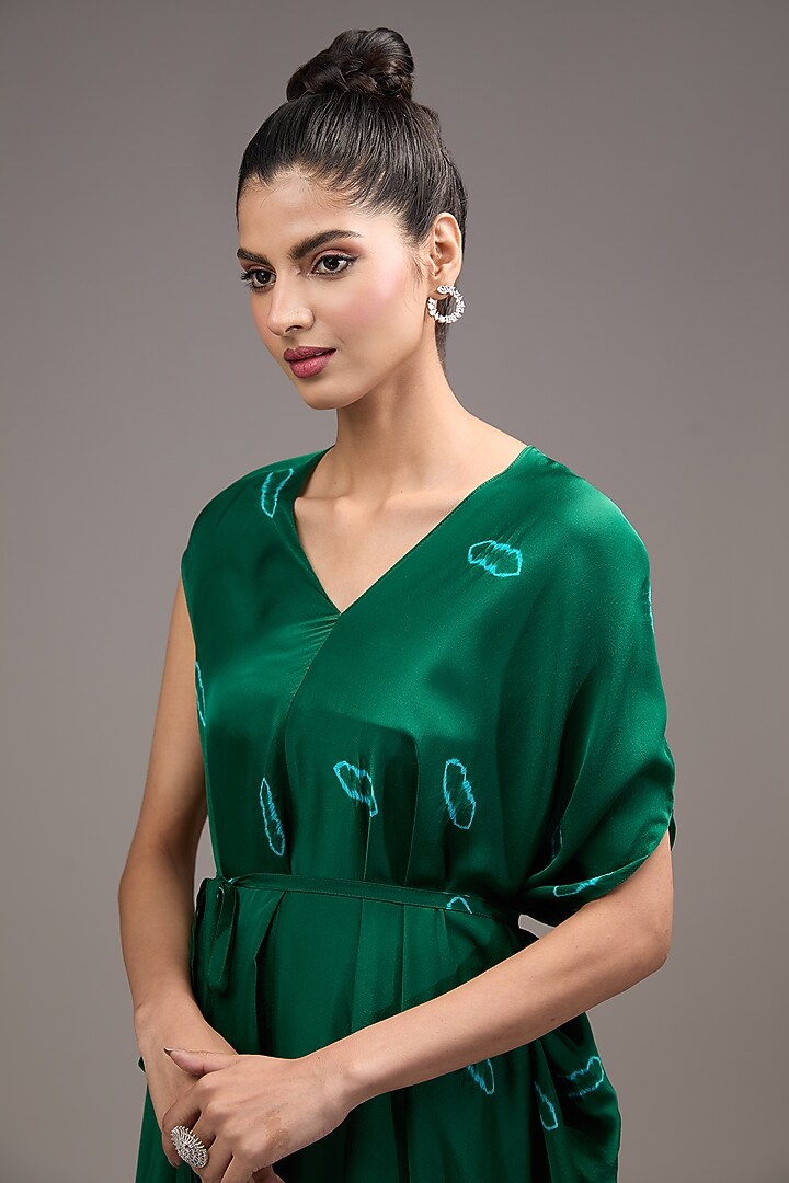 Green Silk Satin Tie-Dye Co-Ord Set by Stephany at Pernia's Pop Up Shop