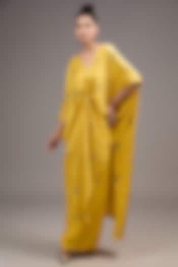 Yellow Silk Satin Tie-Dye Tunic Set by Stephany at Pernia's Pop Up Shop