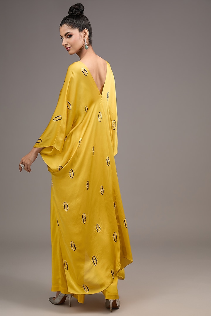 Yellow Silk Satin Tie-Dye Tunic Set by Stephany at Pernia's Pop Up Shop