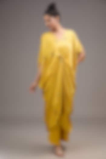 Yellow Silk Satin Tie-Dye Co-Ord Set by Stephany at Pernia's Pop Up Shop