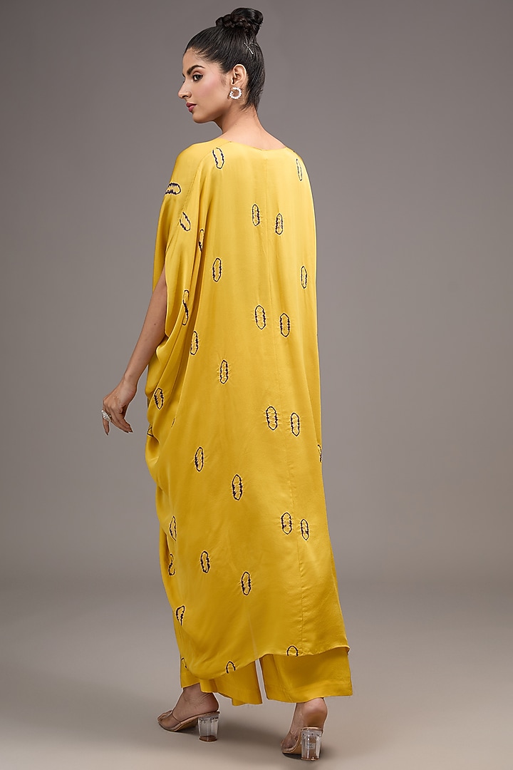 Yellow Silk Satin Tie-Dye Co-Ord Set by Stephany at Pernia's Pop Up Shop