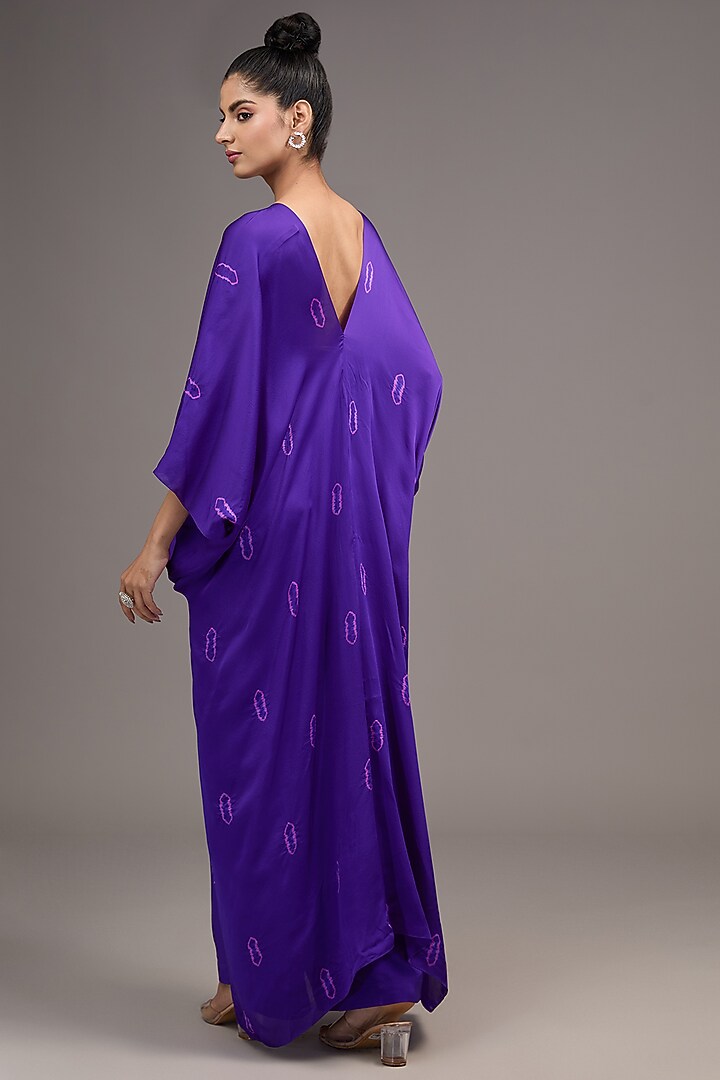 Purple Silk Satin Tie-Dye Tunic Set by Stephany at Pernia's Pop Up Shop