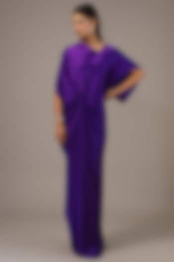 Purple Silk Lycra Satin Maxi Dress by Stephany at Pernia's Pop Up Shop