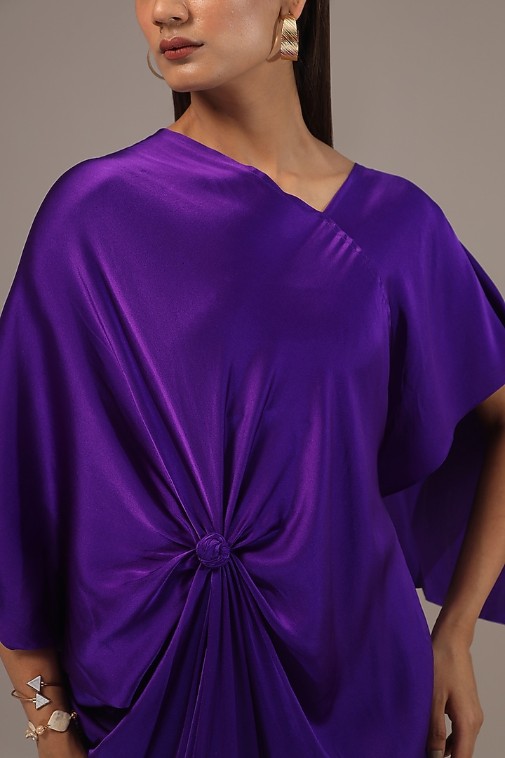 Purple Silk Lycra Satin Maxi Vacation Dress by Stephany at Pernia's Pop Up Shop