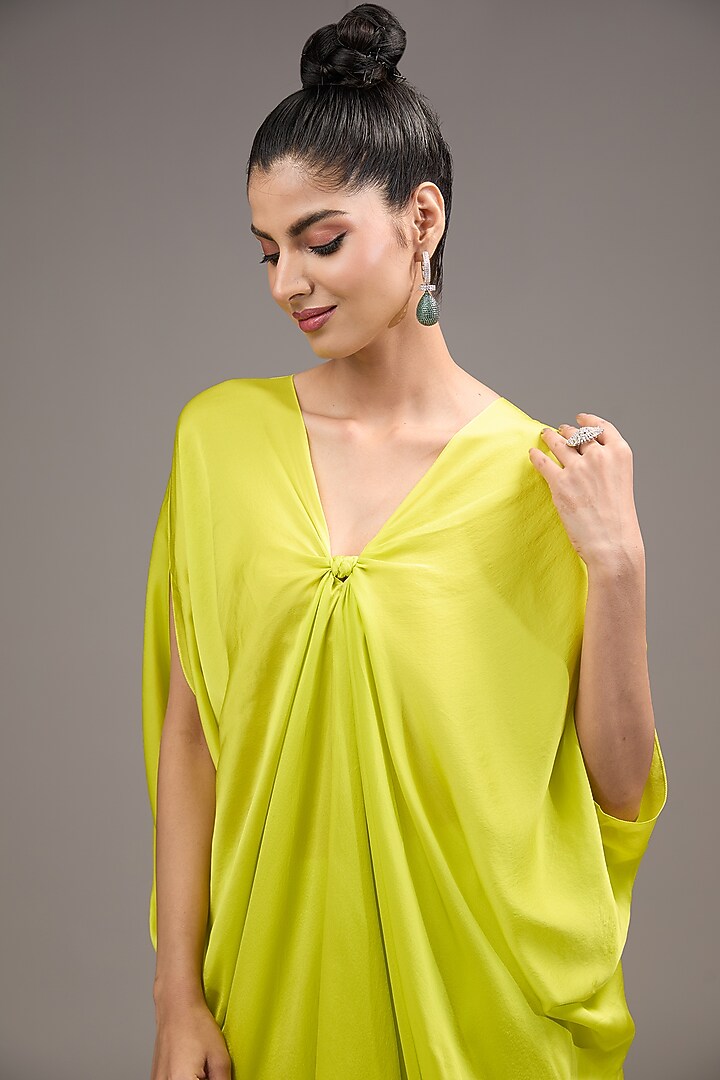 Green Silk Satin Georgette Co-Ord Set by Stephany at Pernia's Pop Up Shop