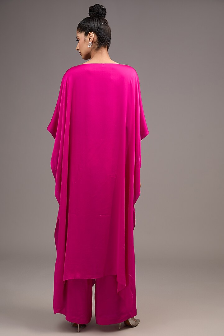 Pink Silk Satin Georgette Tunic Set by Stephany at Pernia's Pop Up Shop
