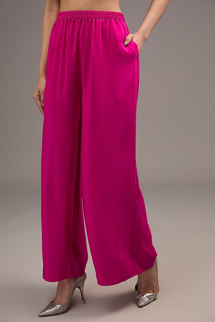Pink Silk Satin Georgette Tunic Set by Stephany at Pernia's Pop Up Shop