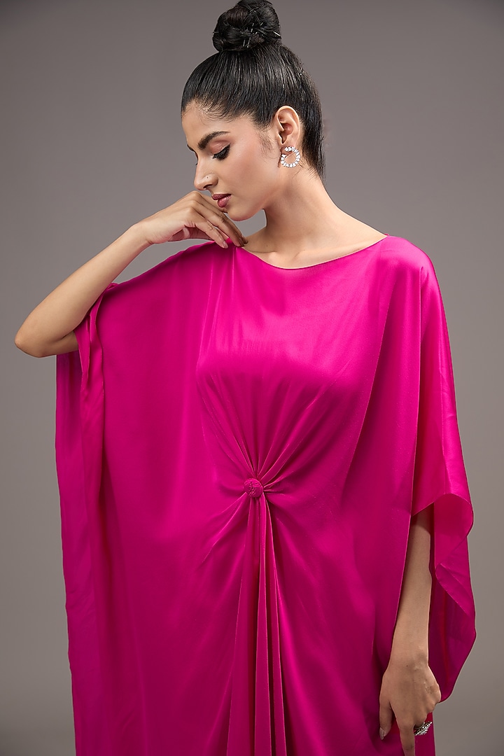 Pink Silk Satin Georgette Tunic Set by Stephany at Pernia's Pop Up Shop