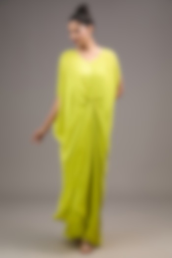 Green Silk Georgette Maxi Cocktail Dress by Stephany at Pernia's Pop Up Shop