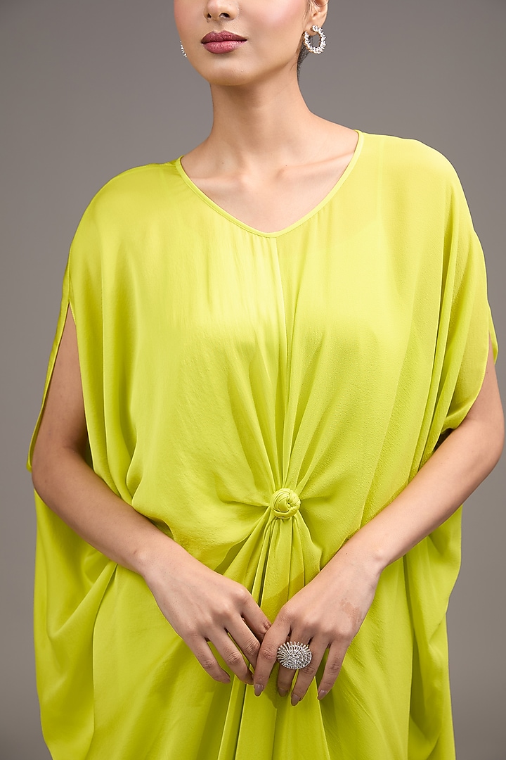 Green Silk Georgette Maxi Cocktail Dress by Stephany at Pernia's Pop Up Shop