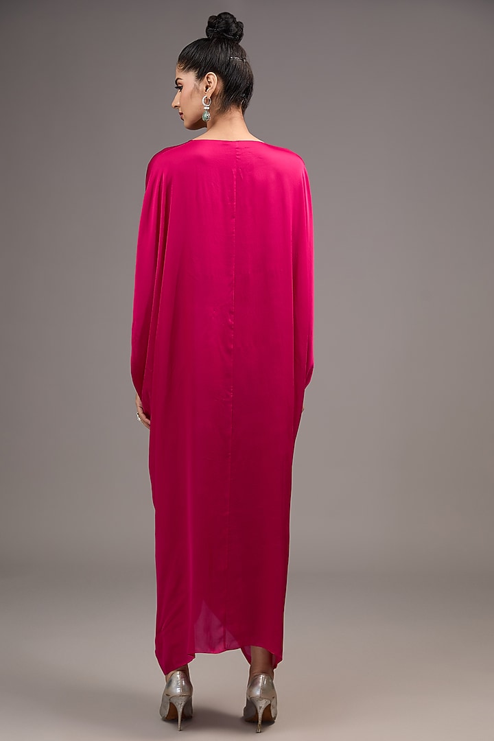 Red Silk Satin Georgette Maxi Vacation Dress by Stephany at Pernia's Pop Up Shop