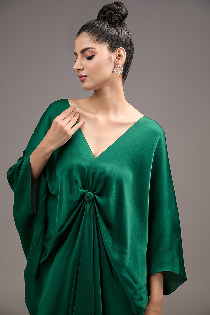 Green Silk Satin Georgette Tunic Set by Stephany at Pernia's Pop Up Shop