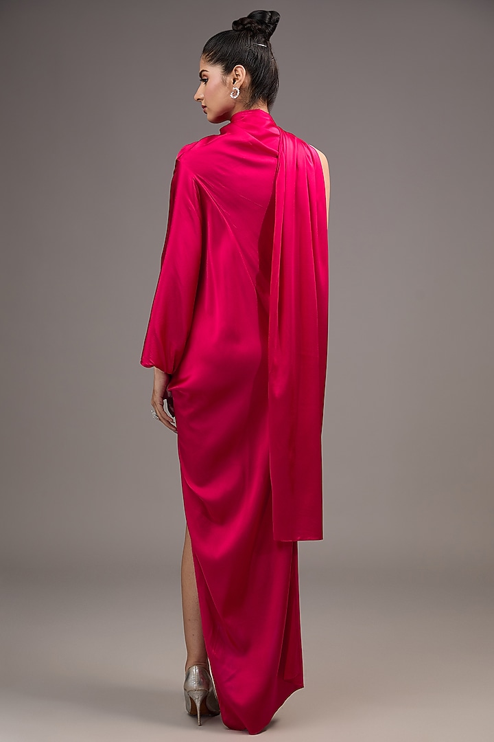 Red Silk Lycra Satin Vacation Dress by Stephany at Pernia's Pop Up Shop