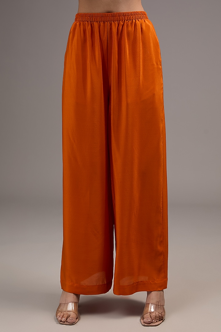 Orange Silk Satin Georgette Tunic Set by Stephany at Pernia's Pop Up Shop