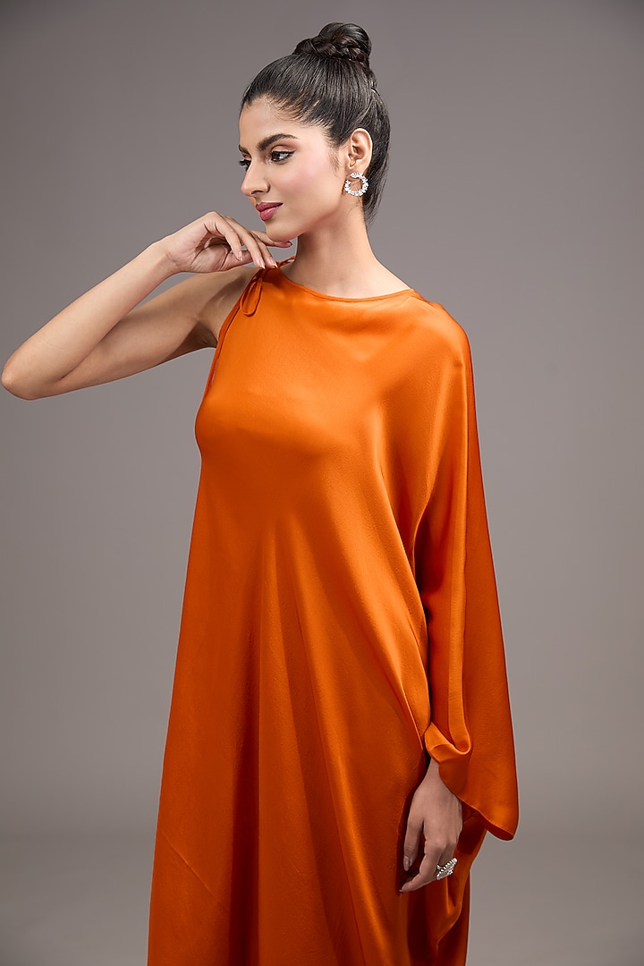 Orange Silk Satin Georgette Tunic Set by Stephany at Pernia's Pop Up Shop
