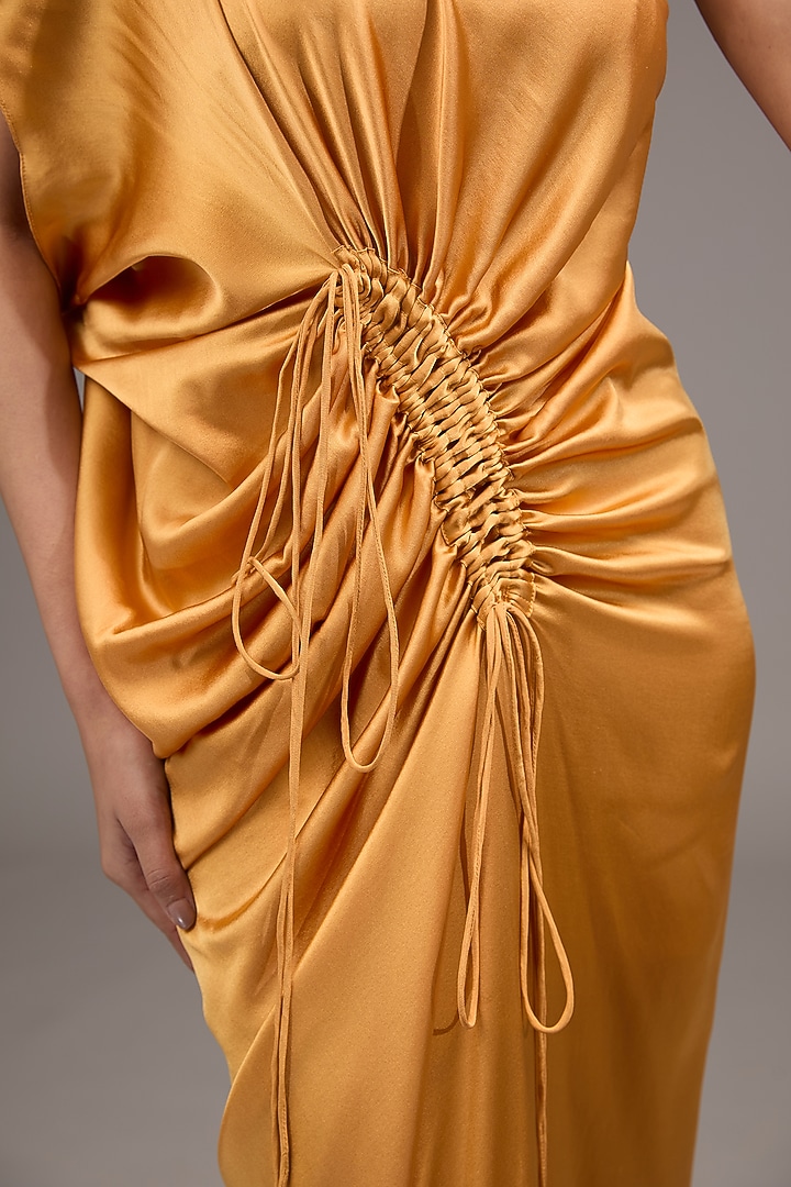 Gold Silk Lycra Satin One-Shoulder Dress by Stephany at Pernia's Pop Up  Shop 2026