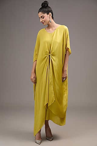 Green Silk Georgette Dress by Stephany