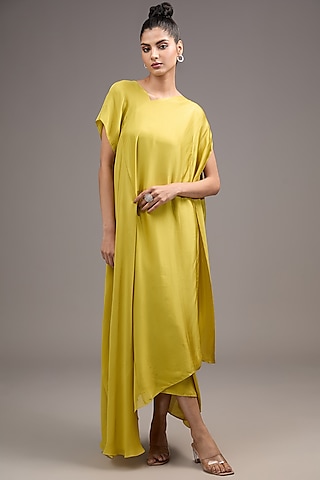Green Silk Georgette Dress by Stephany