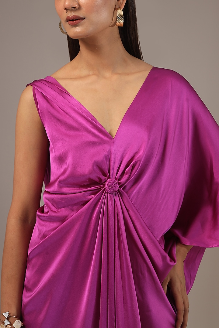 Maroon Silk Lycra Satin Maxi Vacation Dress by Stephany at Pernia's Pop Up Shop