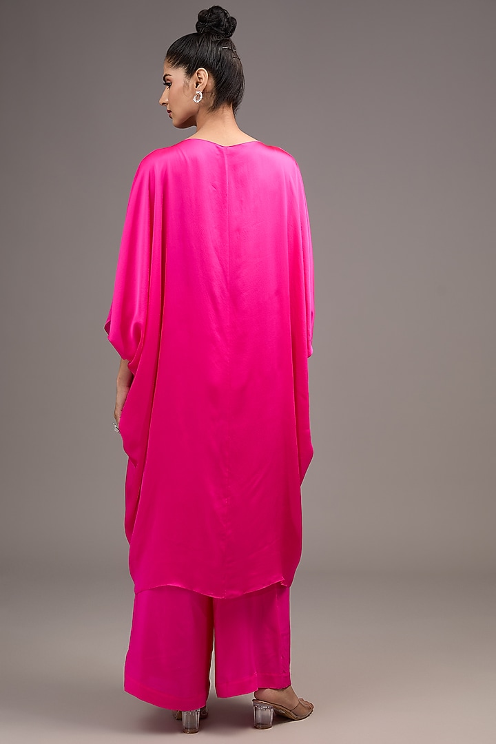 Neon Pink Silk Satin Georgette Co-Ord Set by Stephany at Pernia's Pop Up Shop