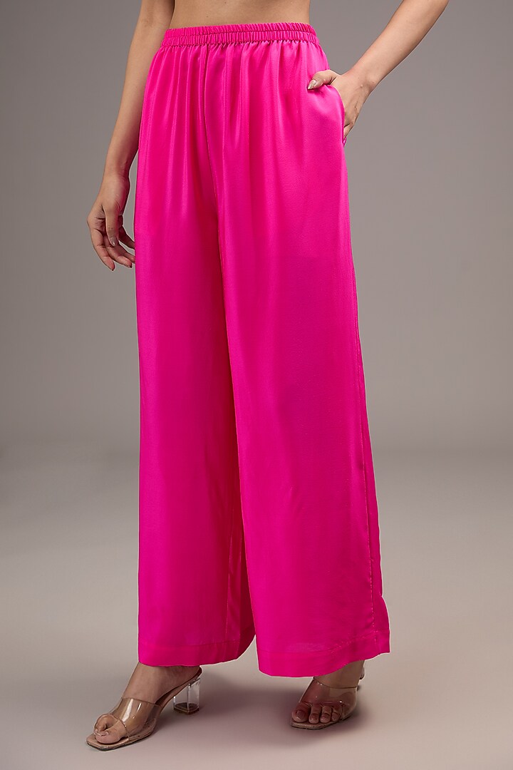 Neon Pink Silk Satin Georgette Co-Ord Set by Stephany at Pernia's Pop Up Shop