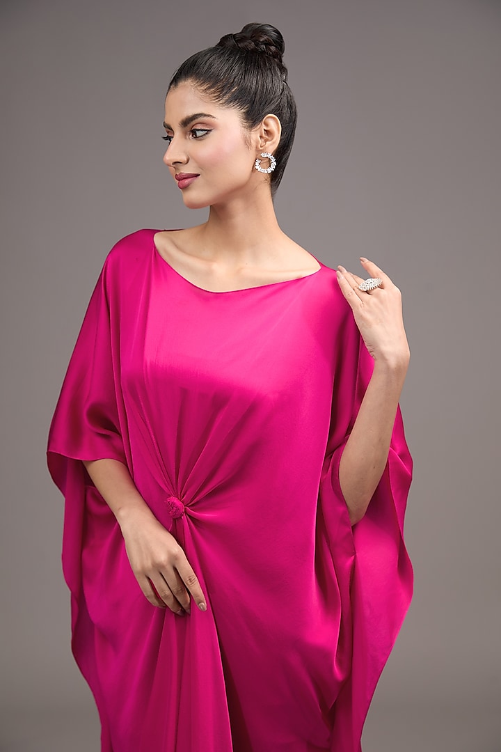 Pink Silk Satin Georgette Vacation Dress by Stephany at Pernia's Pop Up Shop