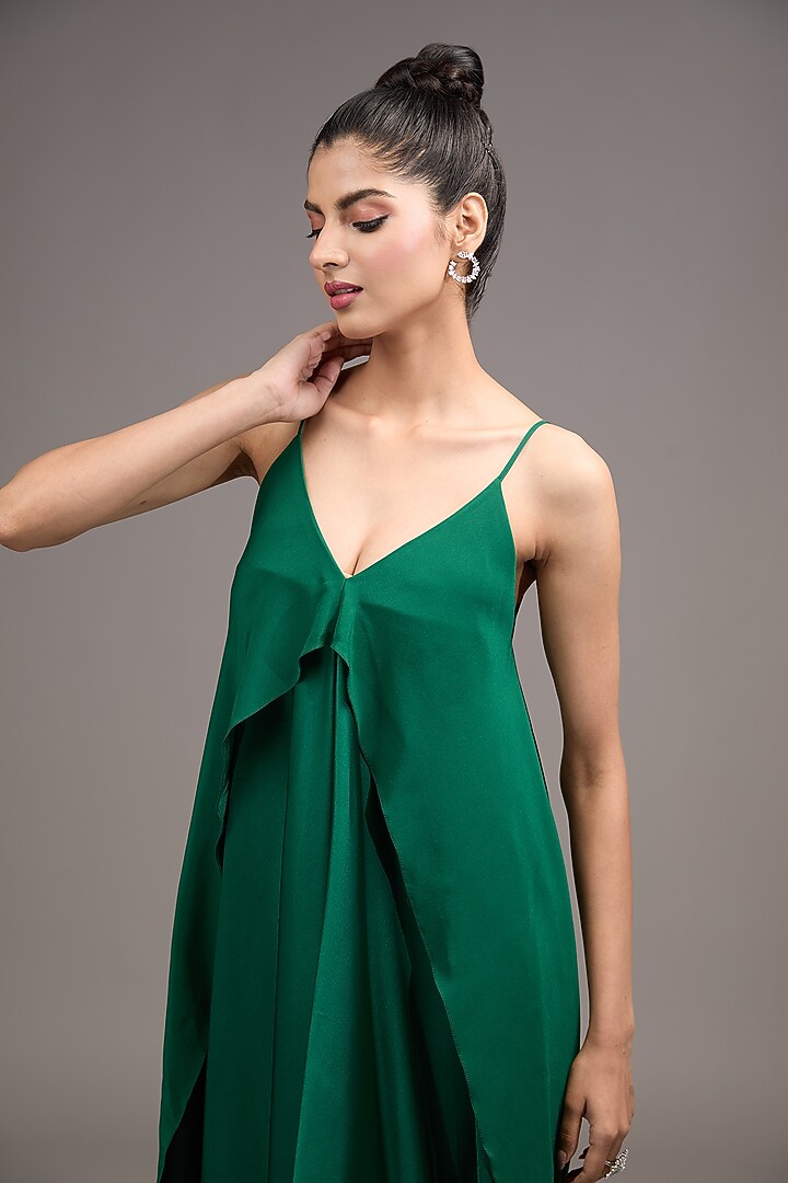 Green Silk Lycra Satin Maxi Vacation Dress by Stephany at Pernia's Pop Up Shop