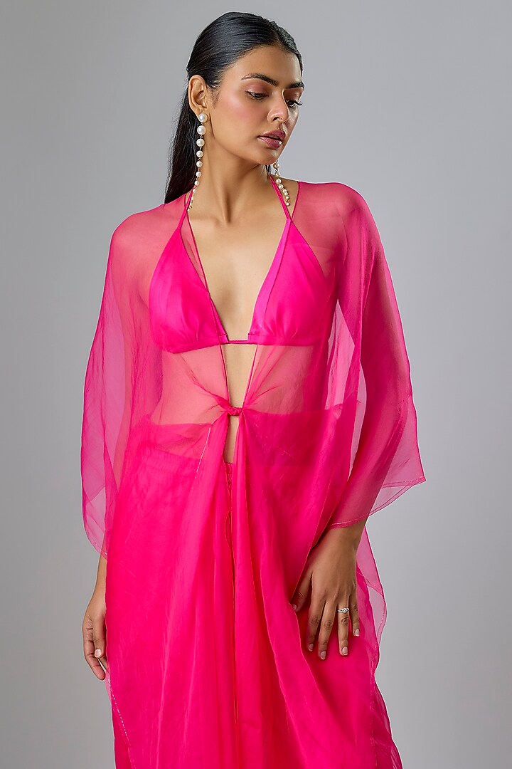 Pink Silk Organza Cover-Up Set by Stephany at Pernia's Pop Up Shop