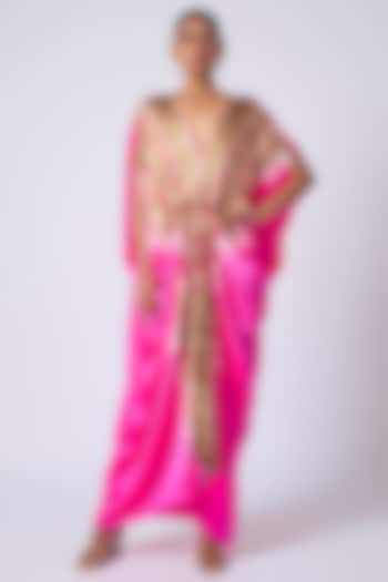 Pink Silk Lycra Satin Leheriya Cocktail Dress by Stephany at Pernia's Pop Up Shop