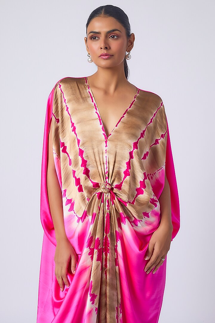 Pink Silk Lycra Satin Leheriya Cocktail Dress by Stephany at Pernia's Pop Up Shop