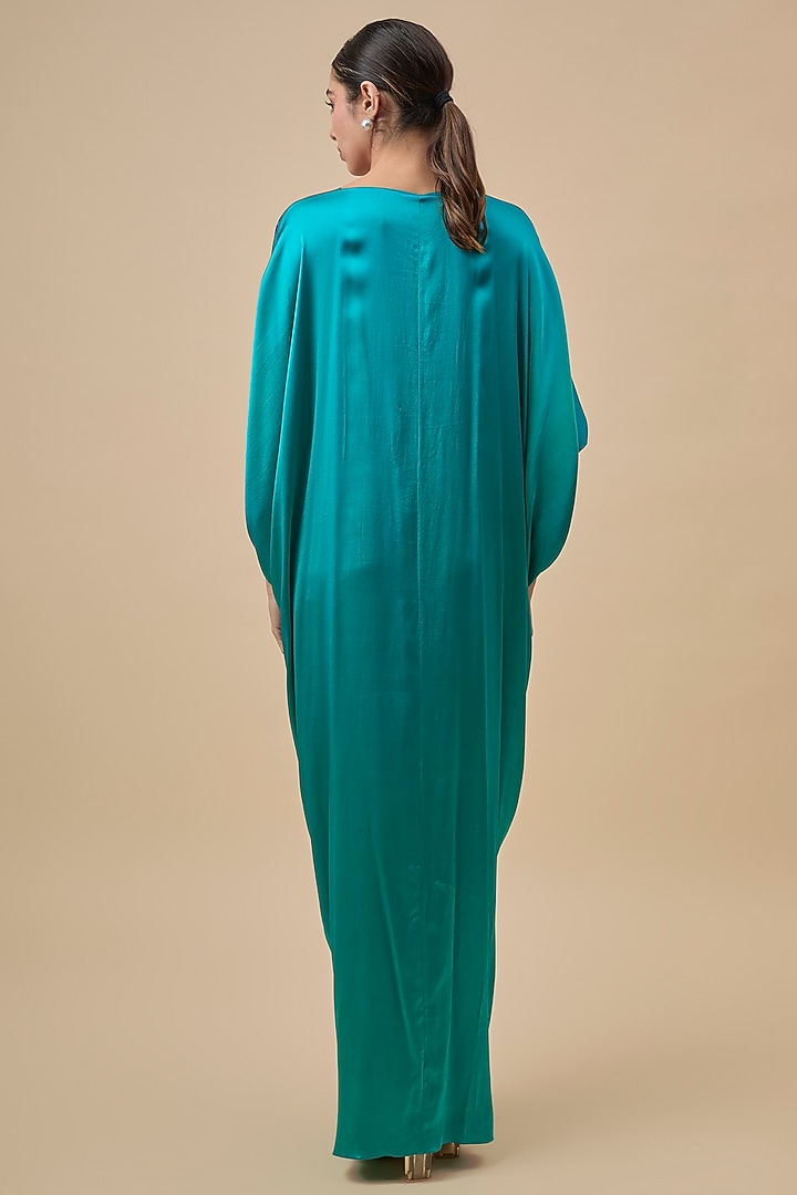 Sea Green & Pink Silk Lycra Satin Leheriya Printed Knotted Cocktail Dress by Stephany at Pernia's Pop Up Shop