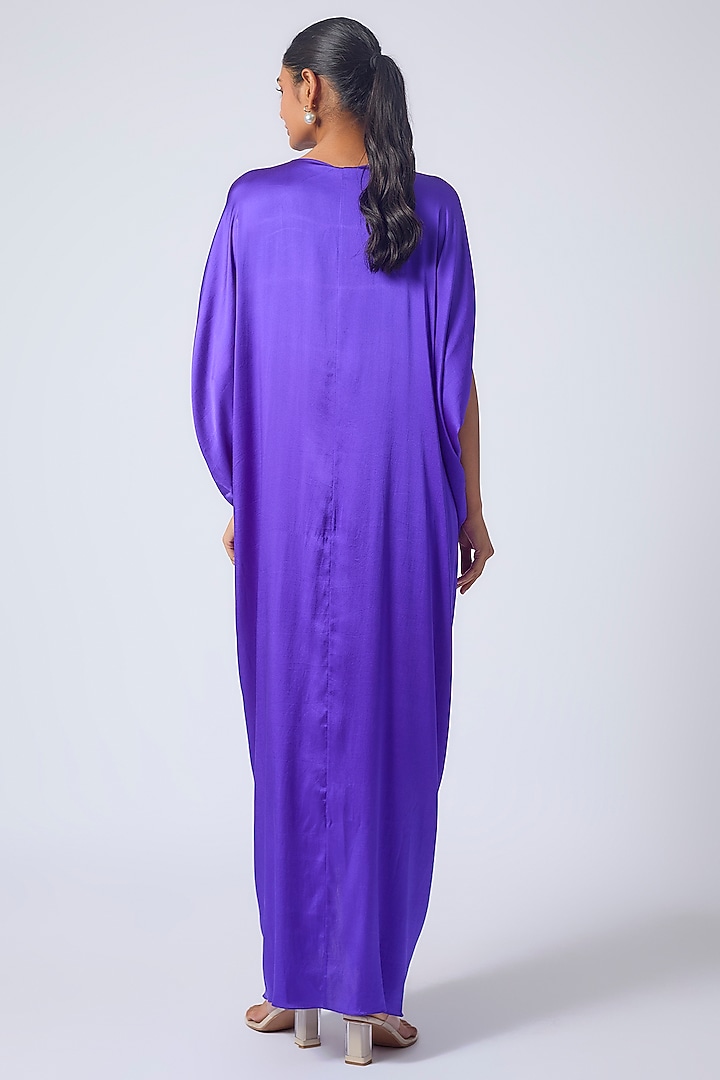 Purple Silk Lycra Satin Leheriya Cocktail Dress by Stephany at Pernia's Pop Up Shop