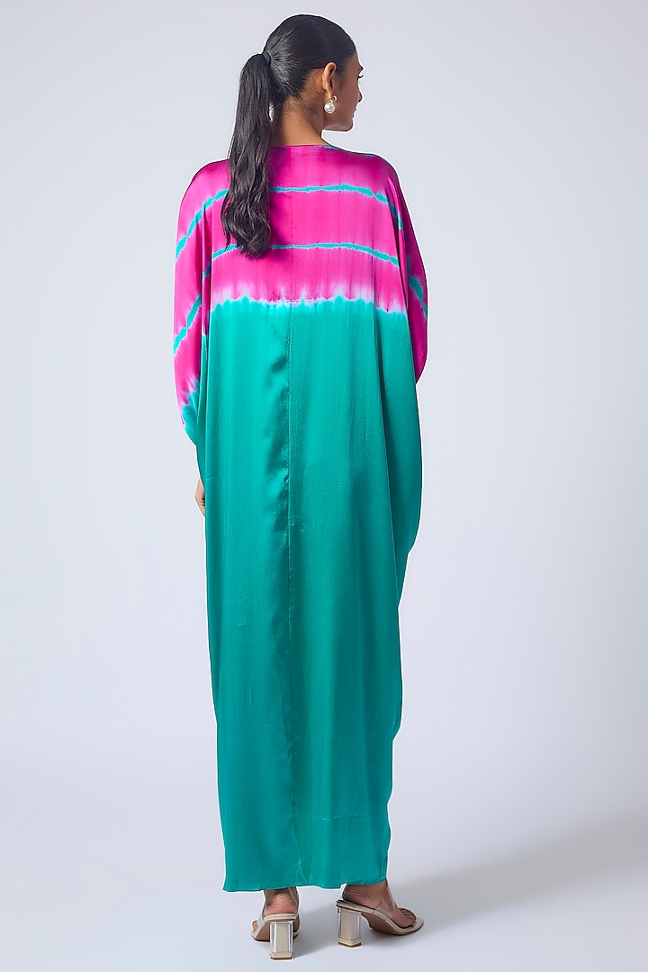 Green Silk Lycra Satin Leheriya Cocktail Dress by Stephany at Pernia's Pop Up Shop