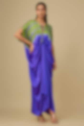 Purple Silk Lycra Satin Front Tie-Up Leheriya Cocktail Dress by Stephany at Pernia's Pop Up Shop