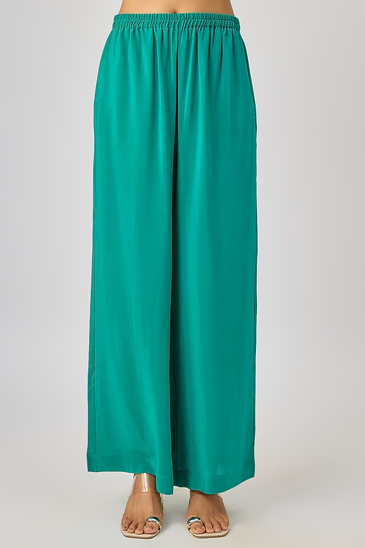 Green Silk Lycra Satin Leheriya Tie-Up Tunic Set by Stephany at Pernia's Pop Up Shop
