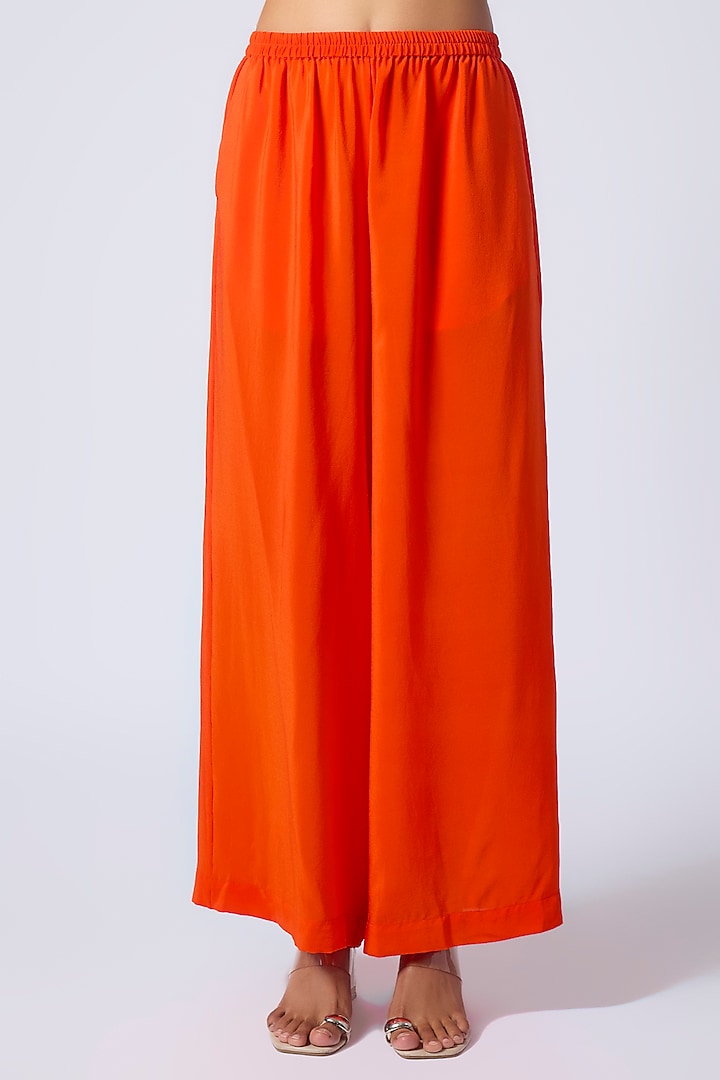 Orange Silk Lycra Satin Leheriya Tunic Set by Stephany at Pernia's Pop Up Shop