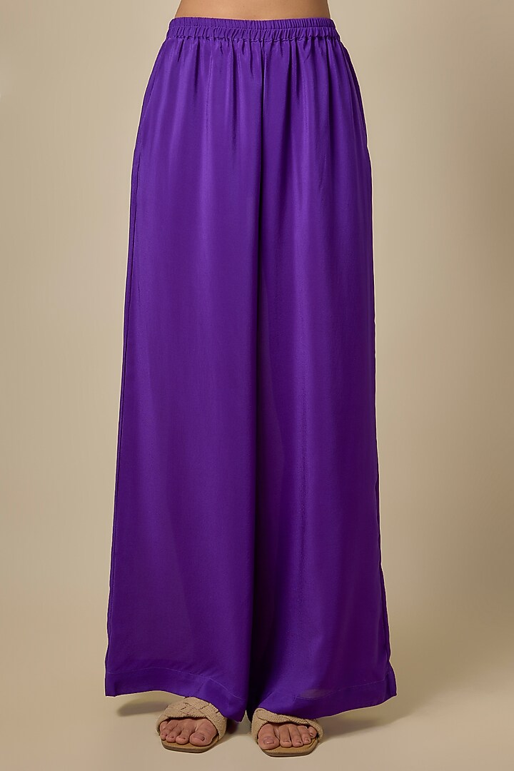 Purple Silk Lycra Satin Leheriya Tunic Set by Stephany at Pernia's Pop Up Shop
