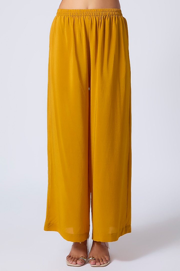 Gold Silk Lycra Satin Leheriya Tunic Set by Stephany at Pernia's Pop Up Shop