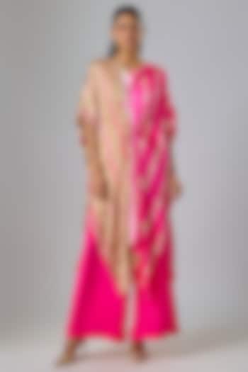 Pink Silk Lycra Satin Leheriya Tunic Set by Stephany at Pernia's Pop Up Shop
