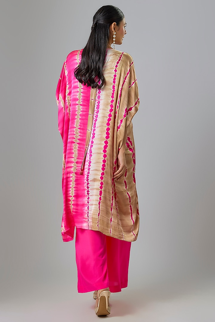 Pink Silk Lycra Satin Leheriya Tunic Set by Stephany at Pernia's Pop Up Shop