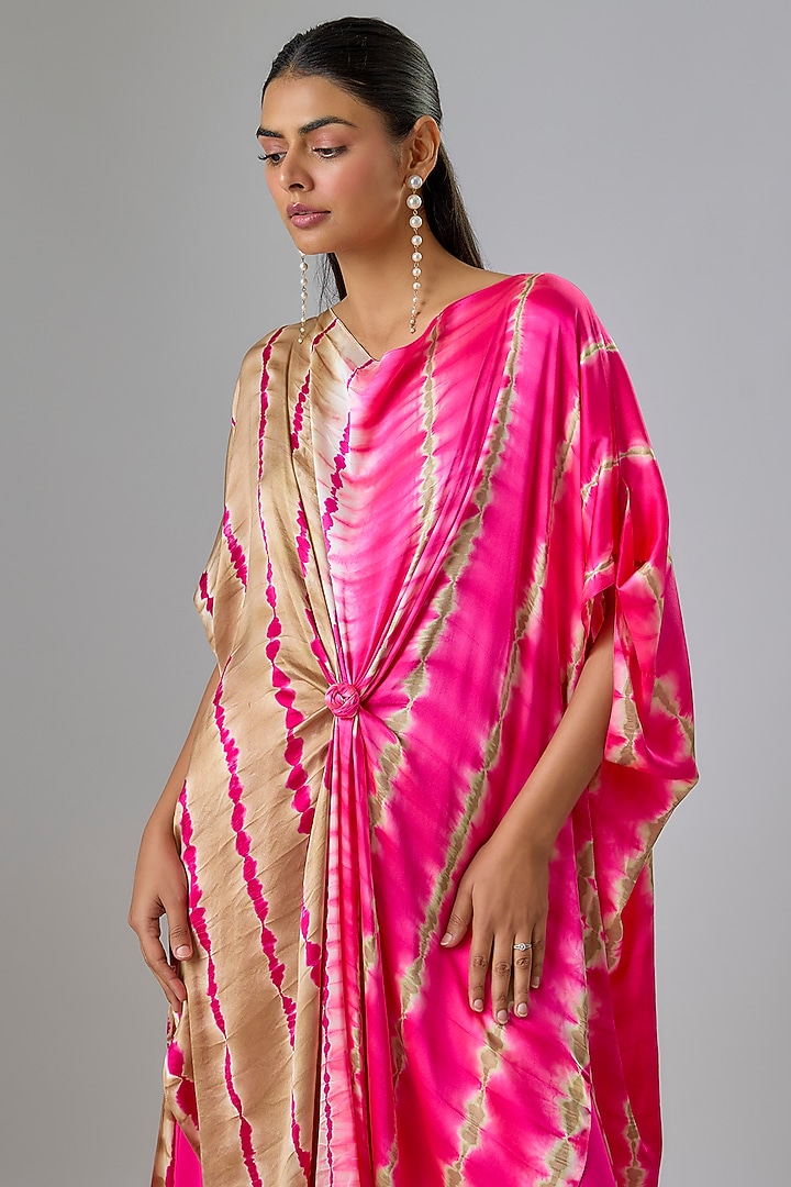Pink Silk Lycra Satin Leheriya Tunic Set by Stephany at Pernia's Pop Up Shop
