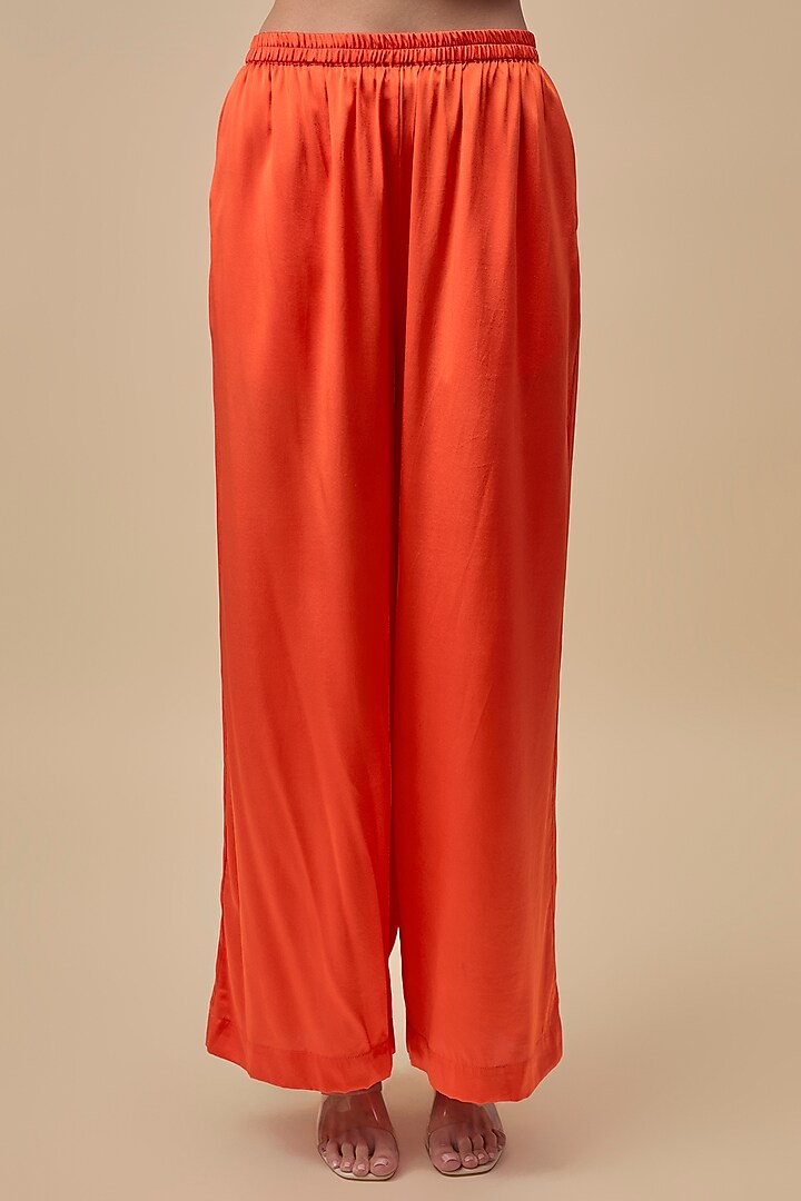 Turquoise & Orange Silk Lycra Satin Leheriya Printed Co-Ord Set by Stephany at Pernia's Pop Up Shop