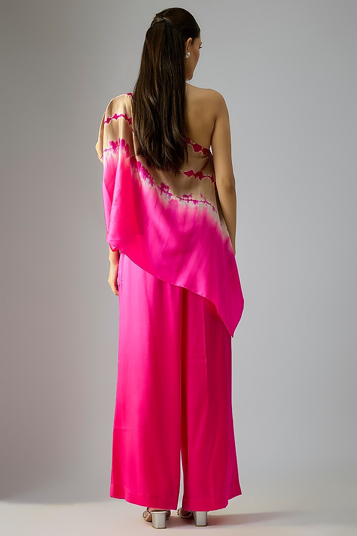 Pink Silk Lycra Satin & Silk Crepe Co-Ord Set by Stephany at Pernia's Pop Up Shop